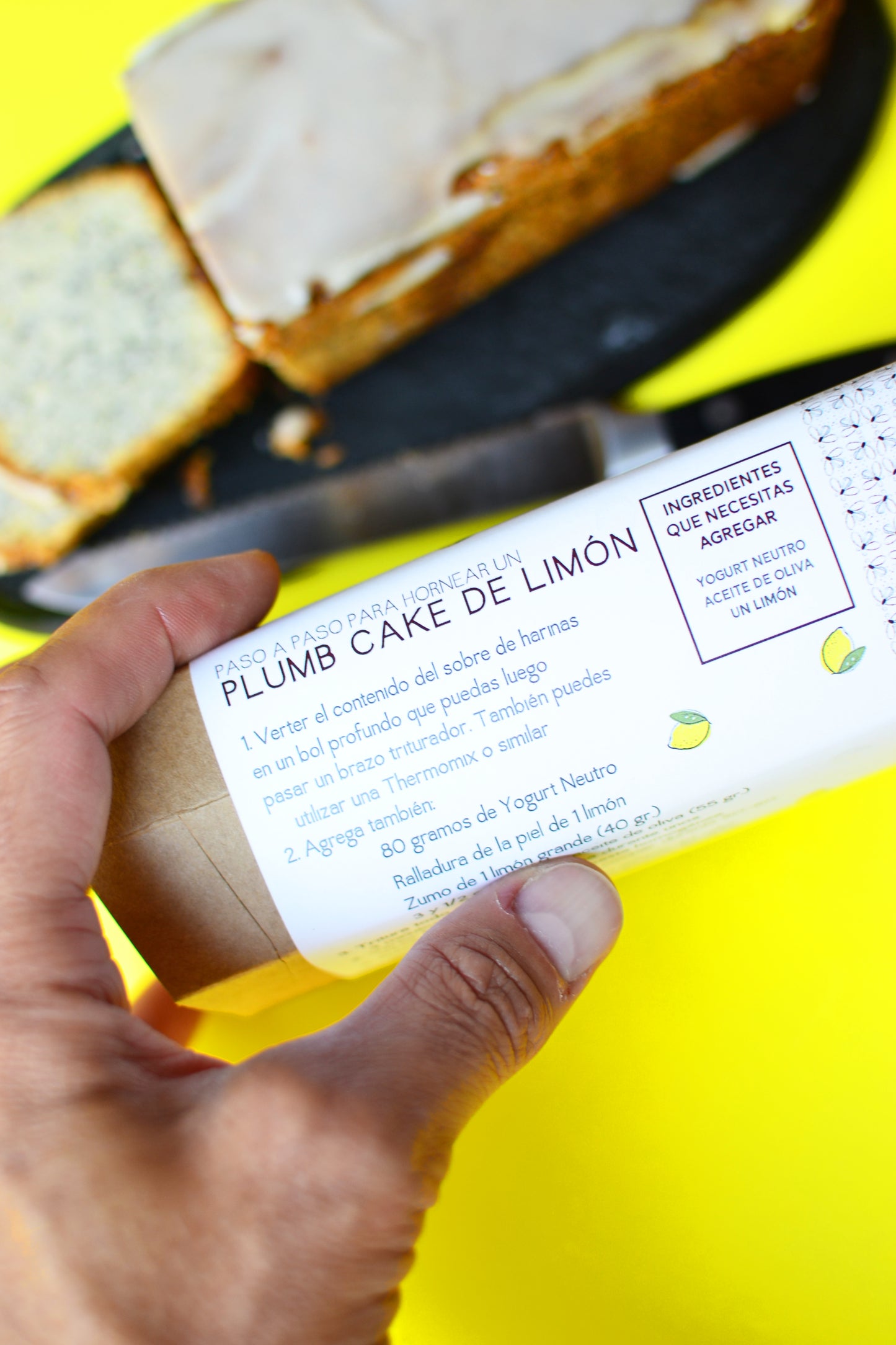 instrucciones para utilizar el preparado de harinas sin gluten y vegano de bizcocho de limon