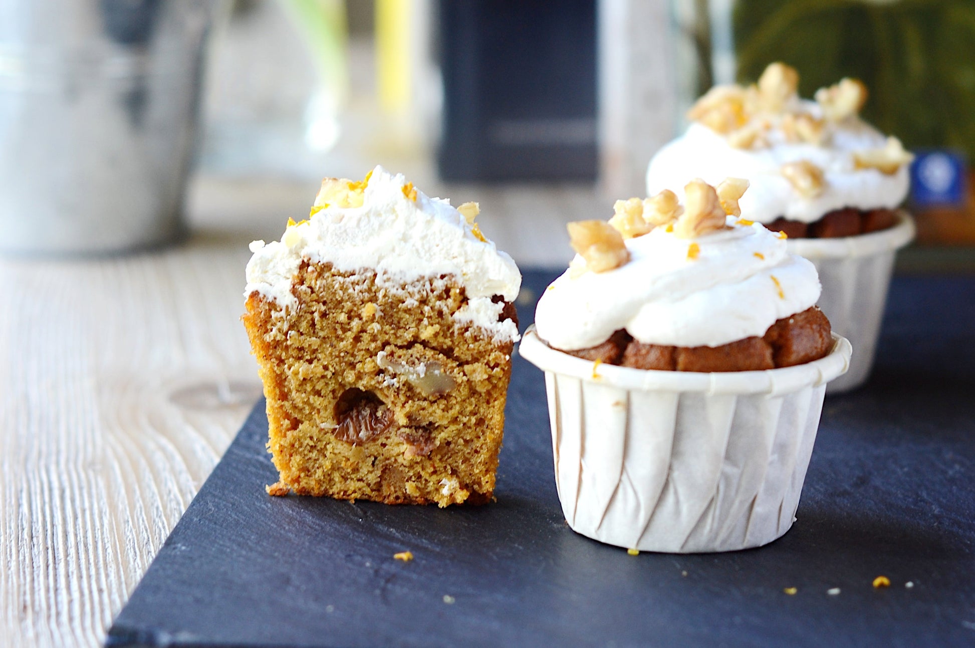 Cupcake vegano y sin gluten sabor carrot cake
