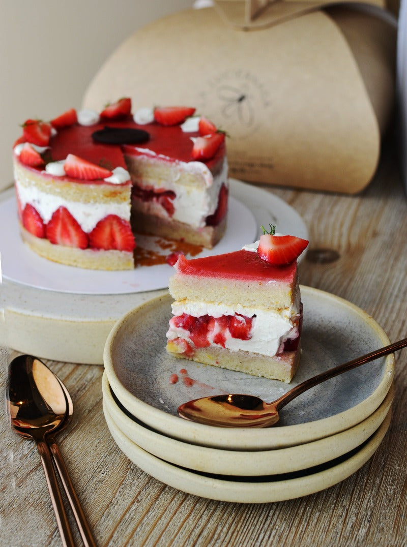 Fraiser. Pastel con fresas vegano y certificado sin gluten.