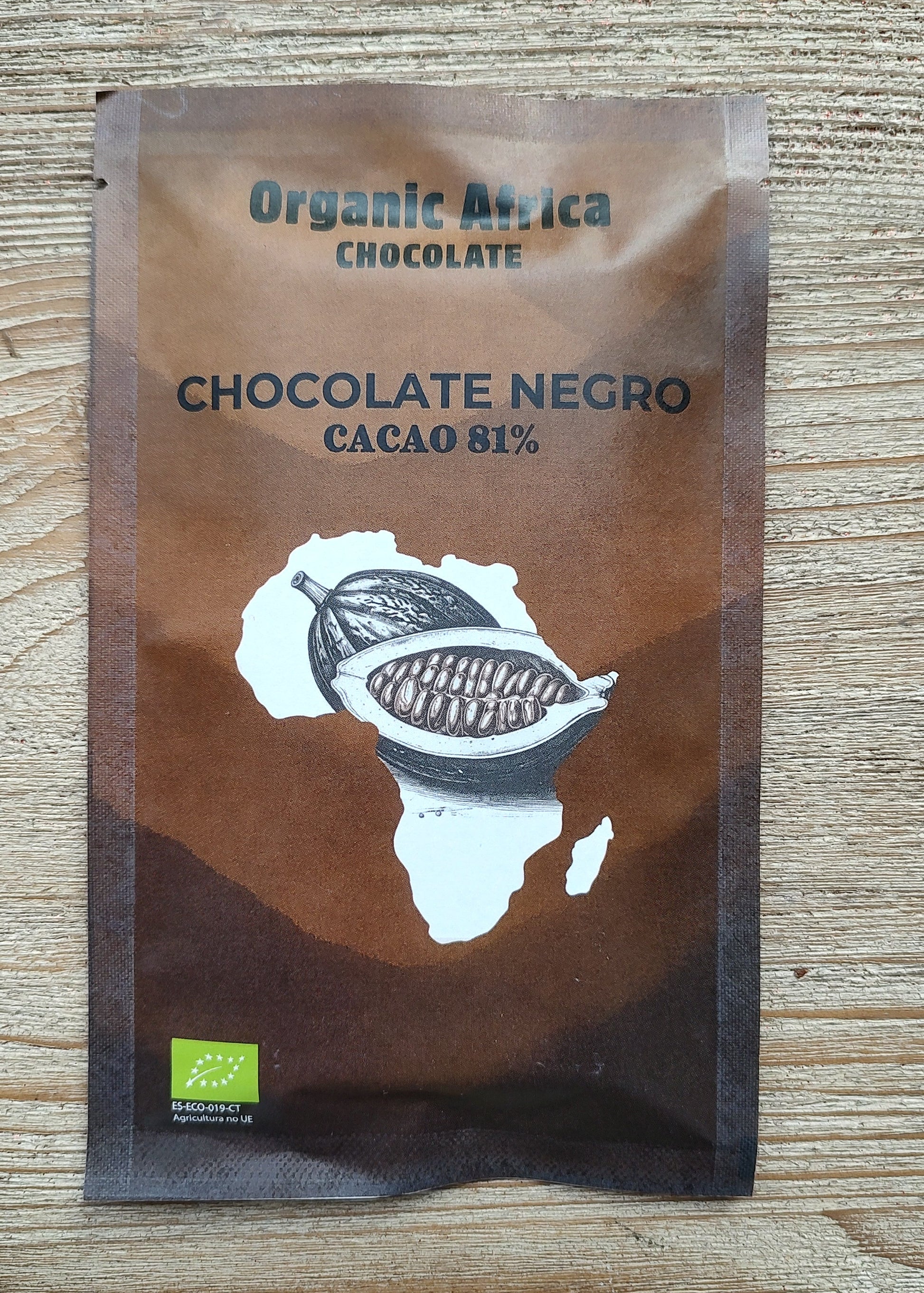 TABLETA DE CHOCOLATE ORGANIC AFRICA SIN AZÚCAR REFINADO