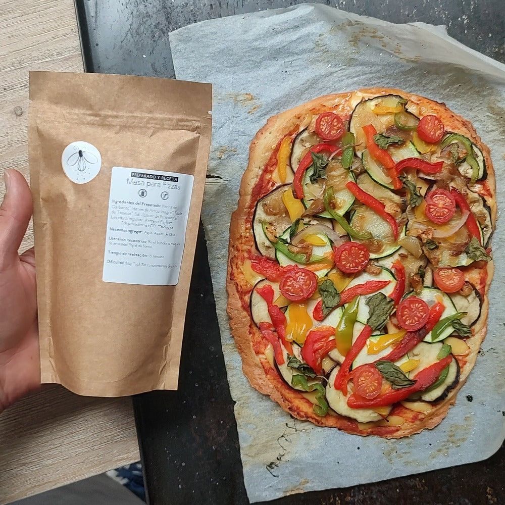 Preparado de harinas para pizzas sin gluten y veganas.