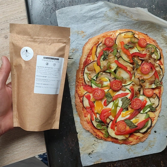 Preparado de harinas para pizzas sin gluten y veganas.
