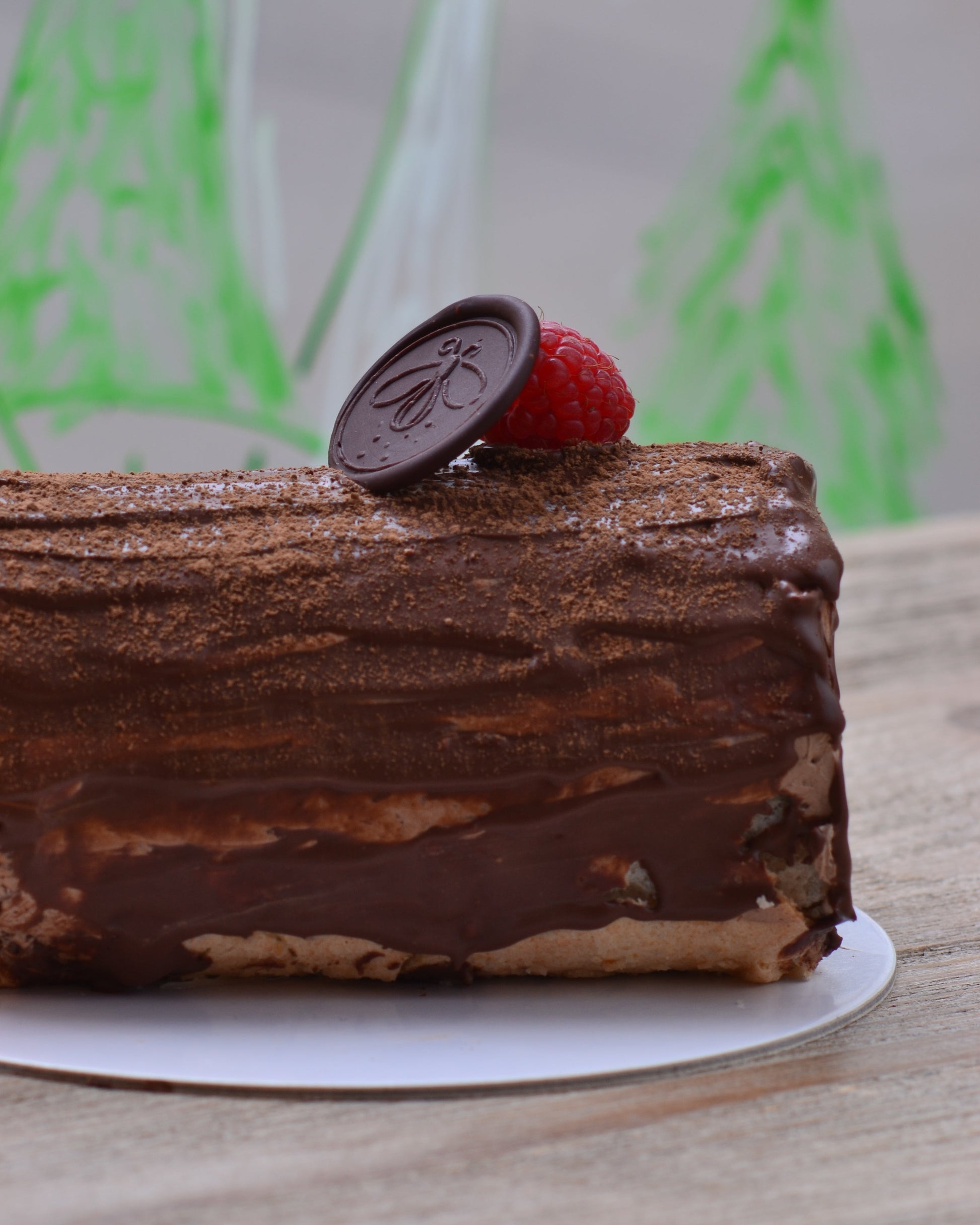 Tronco de nadal de chocolate sin gluten y vegano