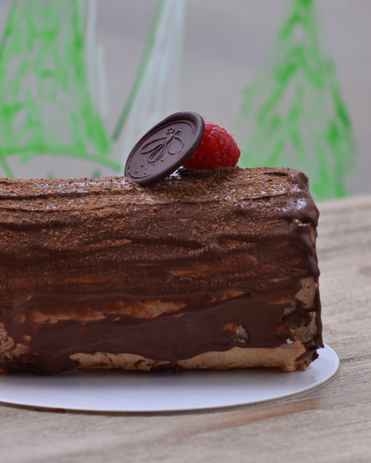 Tronco de nadal de chocolate sin gluten y vegano