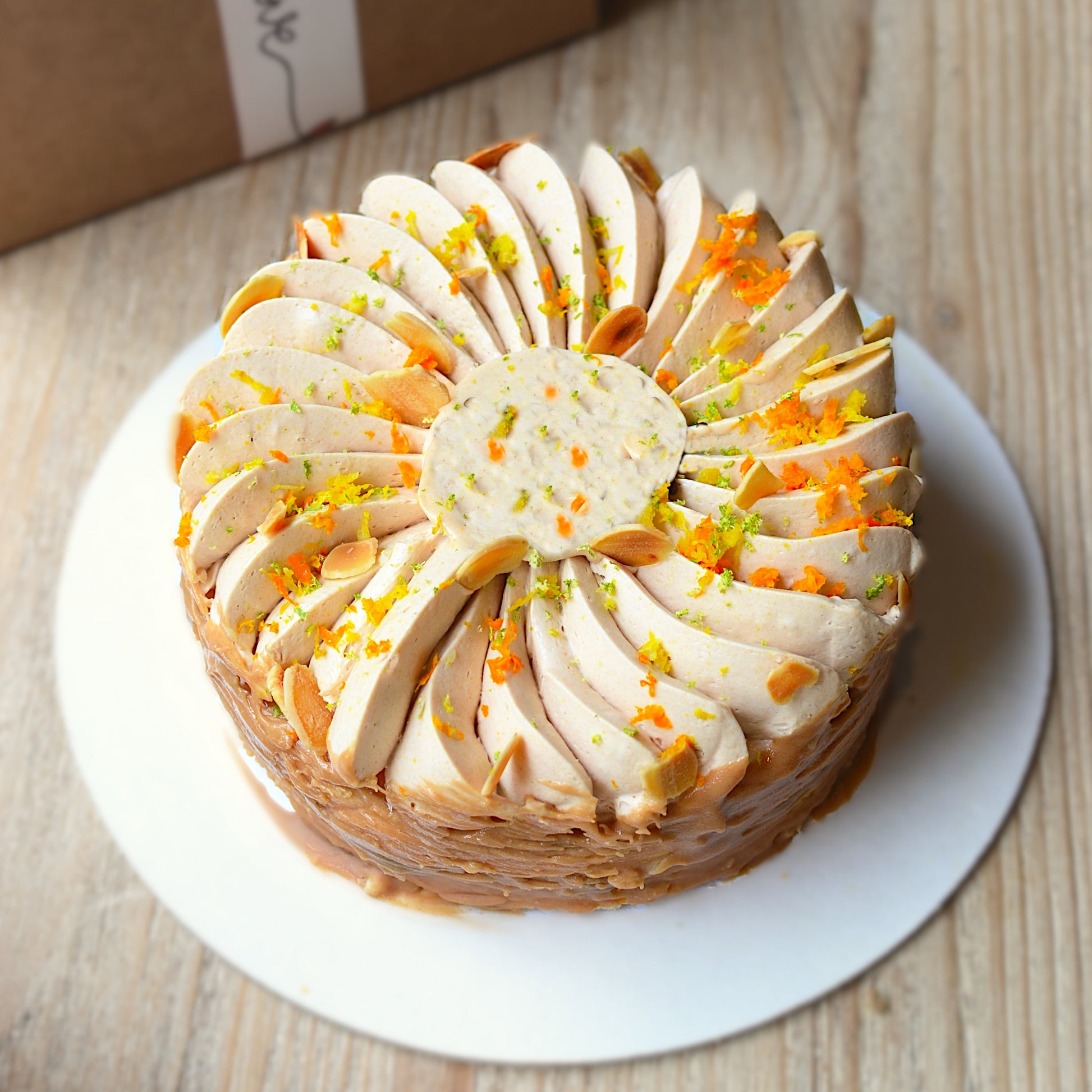 Pastel FIesta de Cïtricos y Almendras. Pastel Sin GLuten y Vegano