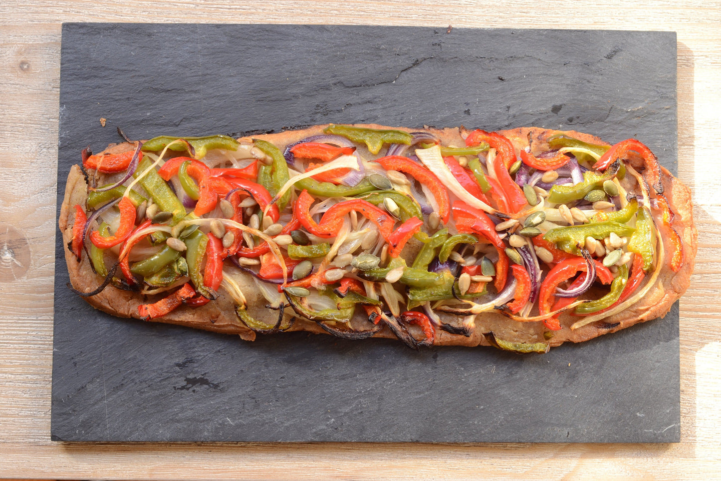 Coca de Escalivada para caterings veganos y sin gluten.