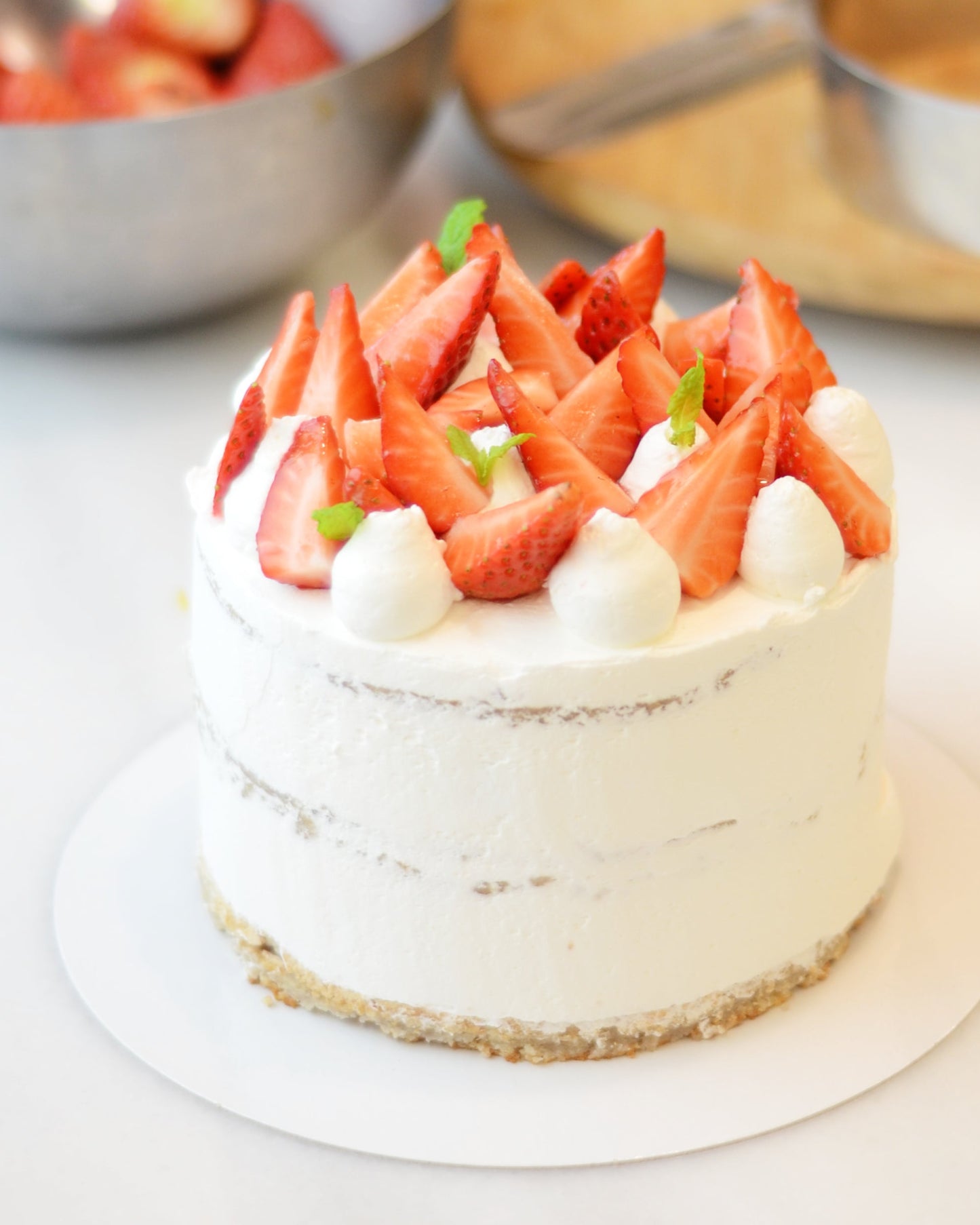 Shortcake vegano y sin gluten. Es un pastel de cumpleaños.